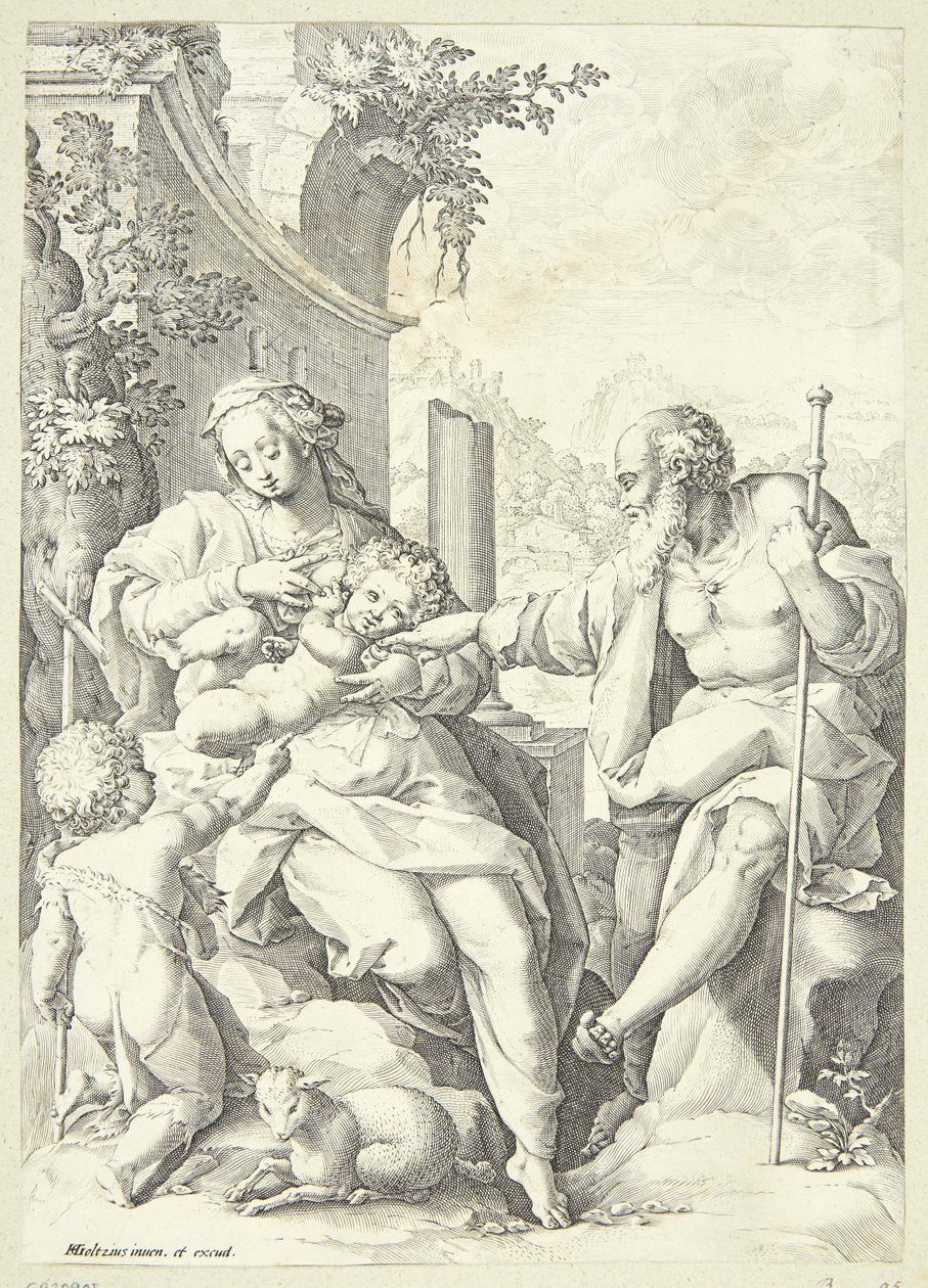 Den hellige familie med den lille Johannes av Hendrick Goltzius
