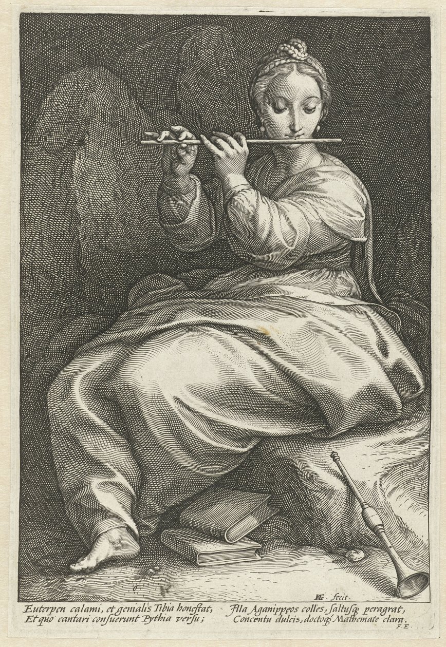 Euterpe The Nine Muses (serietittel) av Hendrick Goltzius