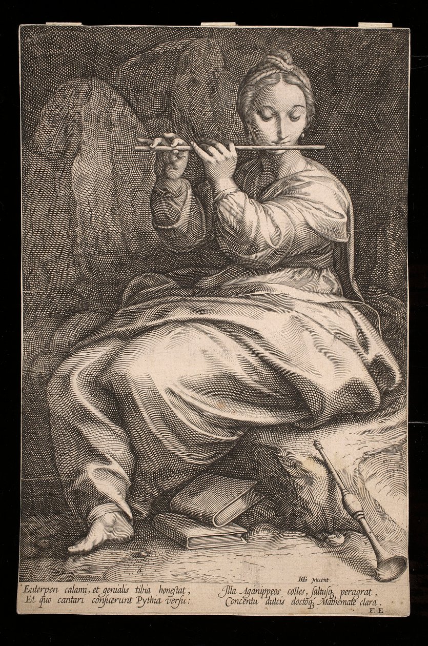Euterpe, fra serien «Muser» av Hendrick Goltzius