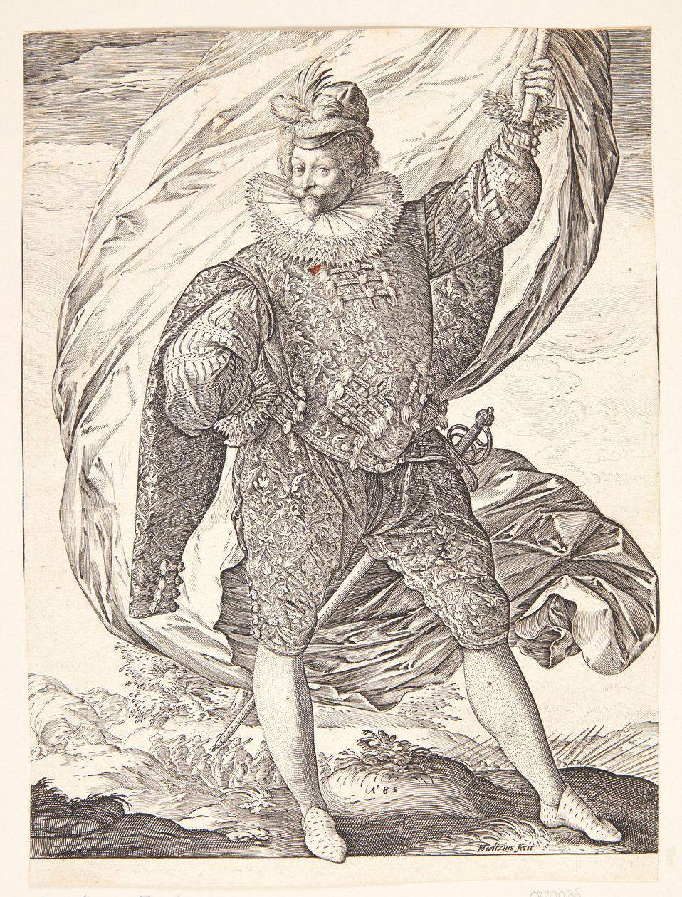 Faneholderen, vendt mot høyre av Hendrick Goltzius