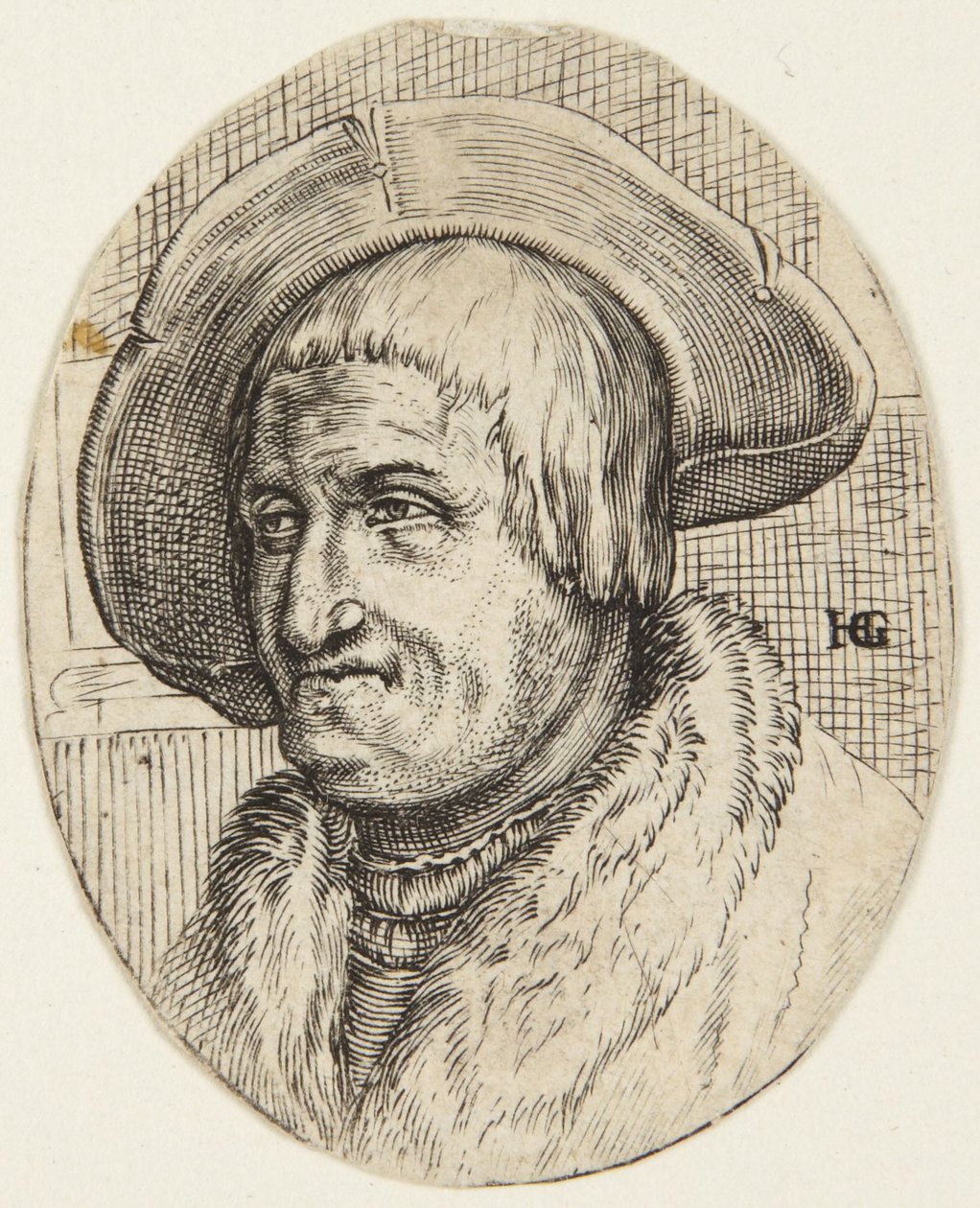 Fantasiporrett av en gammel mann med hatt av Hendrick Goltzius