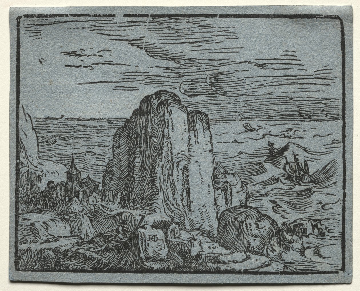 Fire små landskap: No.4, Cliff on the Seashore av Hendrick Goltzius