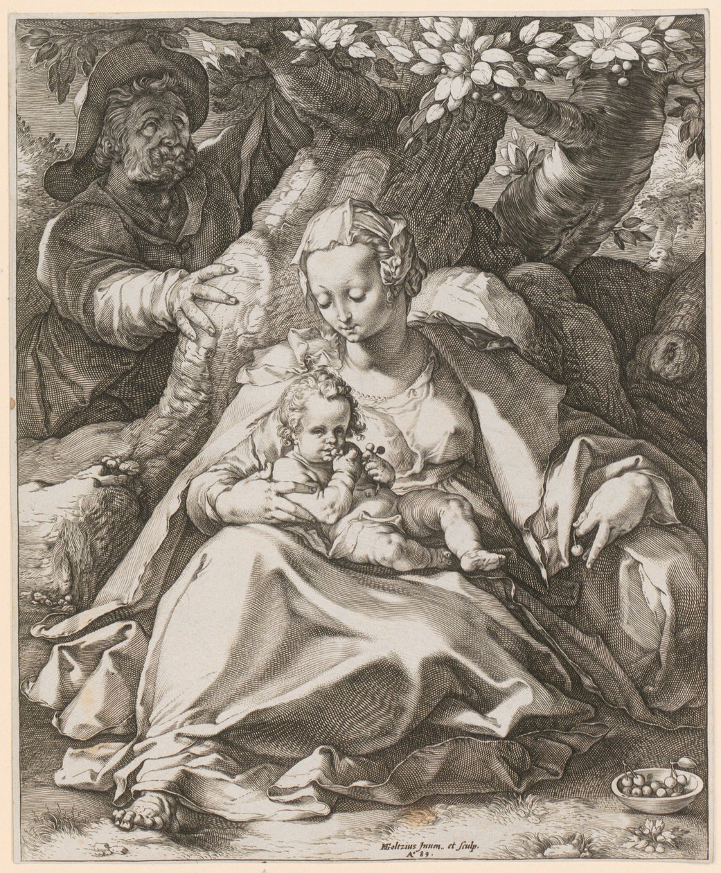 Den hellige familie under kirsebærtreet av Hendrick Goltzius