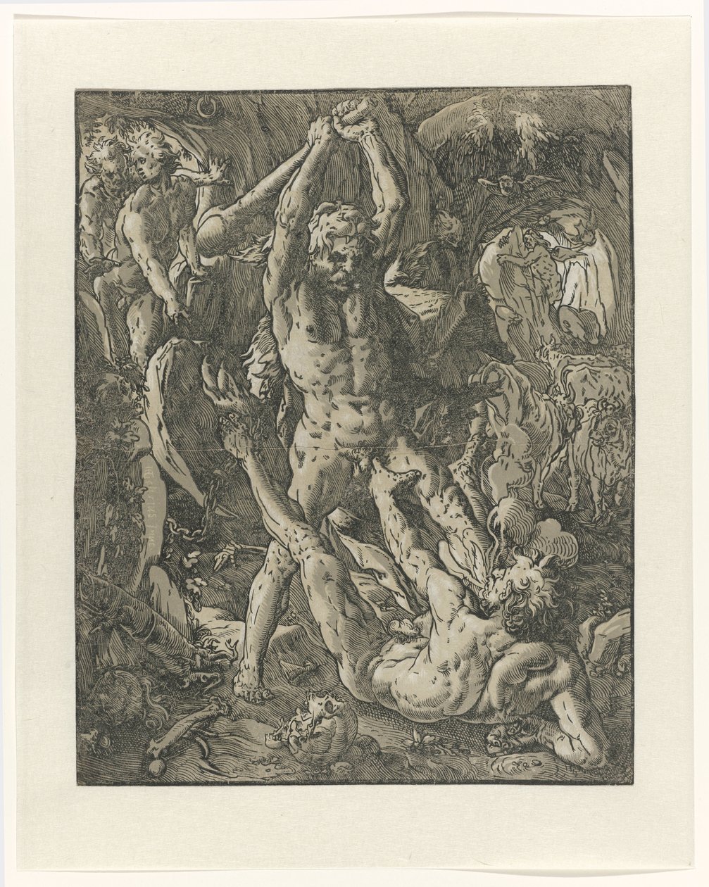 Hercules beseiret Cacus Hercules en Cacus av Hendrick Goltzius