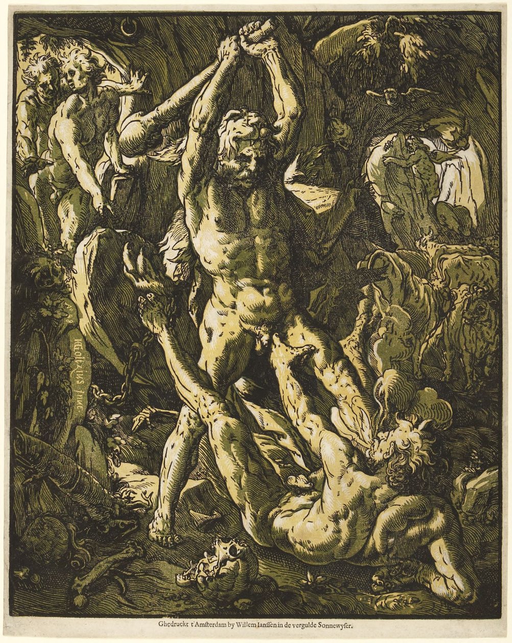 Herkules dreper Cacus av Hendrick Goltzius