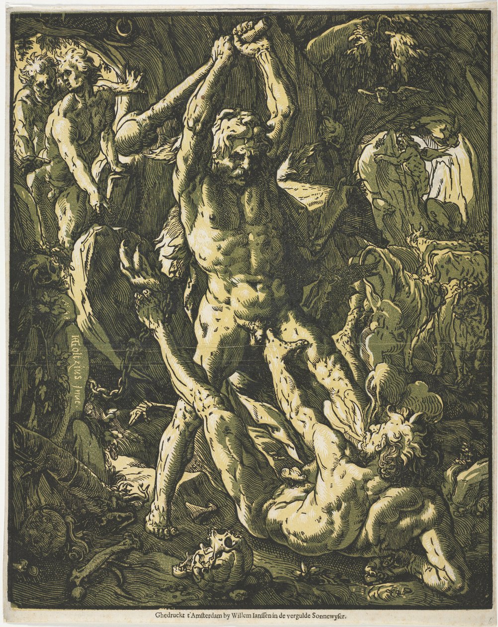 Herkules og Cacus av Hendrick Goltzius