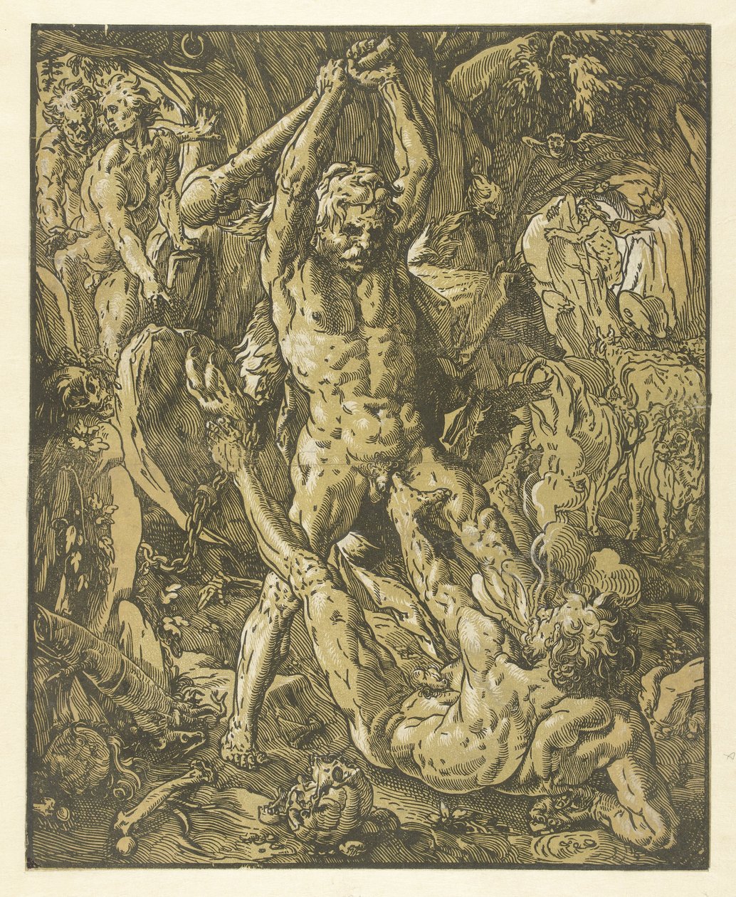 Hercules en Cacus av Hendrick Goltzius