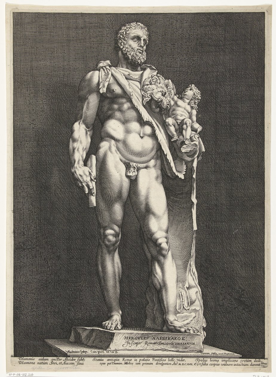 Hercules og Telephos Keiser Commodus som Hercules Tre antikke statuer i Roma (serietittel) av Hendrick Goltzius