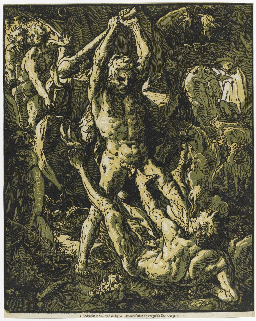 Hercules drepte Cacus, 1588. av Hendrick Goltzius