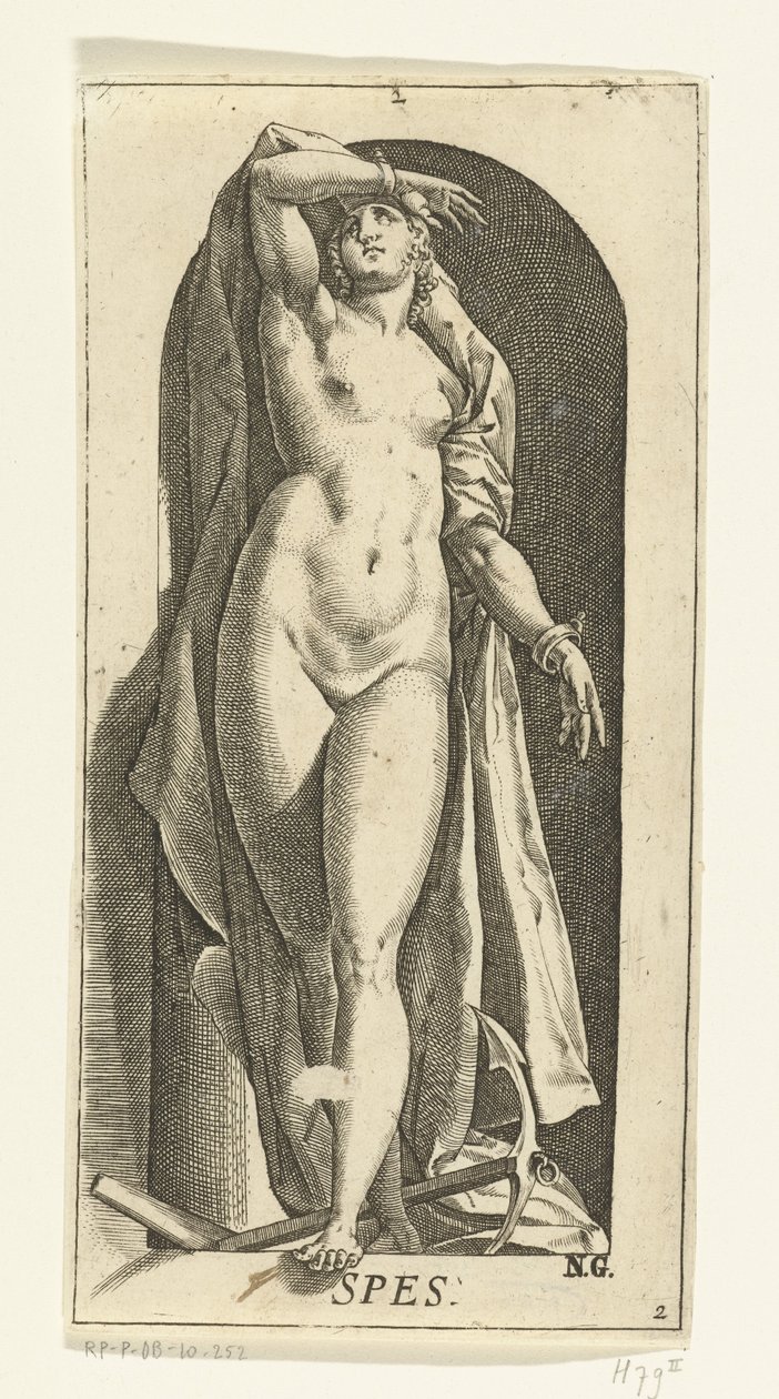 Heap Spes (tittel på objekt) De syv dyder (serietittel) av Hendrick Goltzius