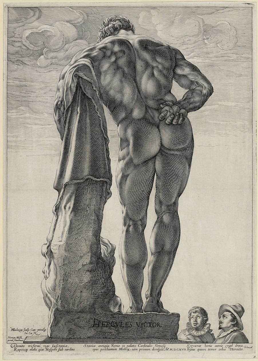Jacob Matham og Hendrick Goltzius betrakter den farnesiske Herkules av Hendrick Goltzius