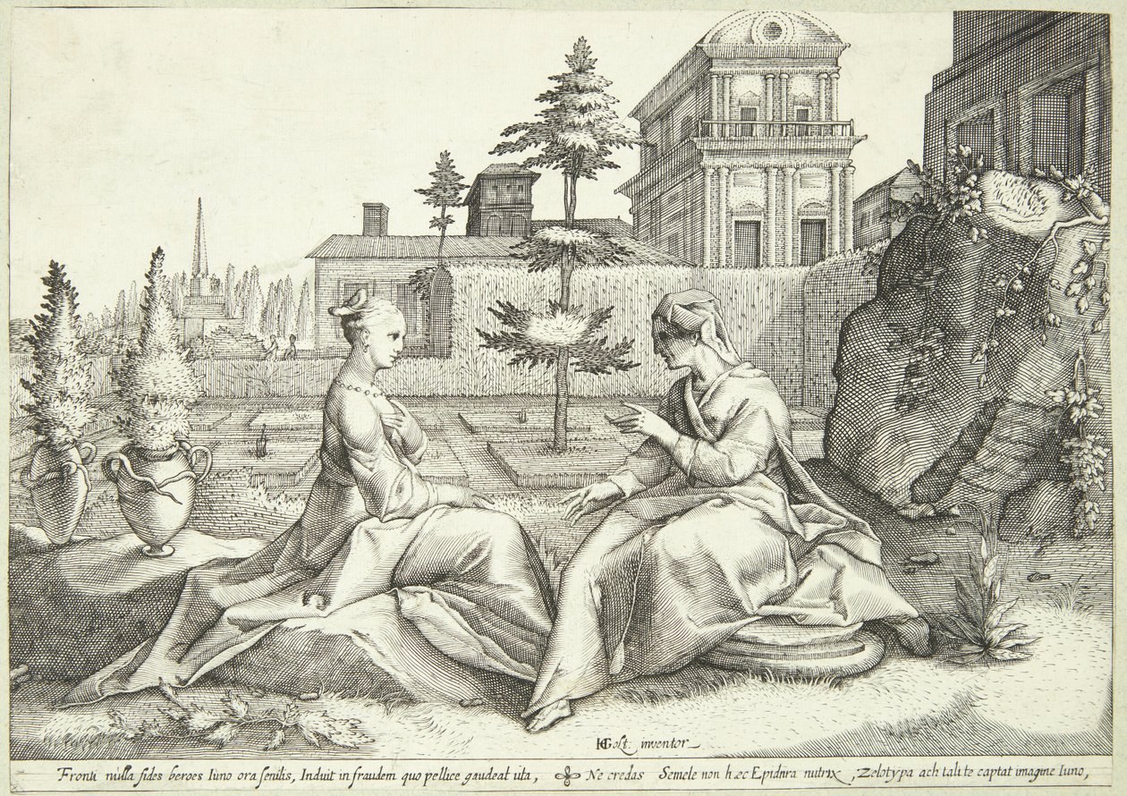 Juno forkledd som Beroë advarer Semele av Hendrick Goltzius