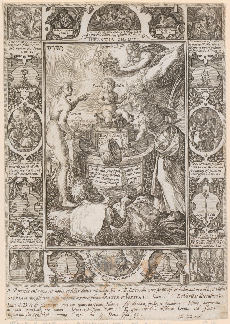 Kristi barndom, blad 3 i serien «Kristi liv» av Hendrick Goltzius