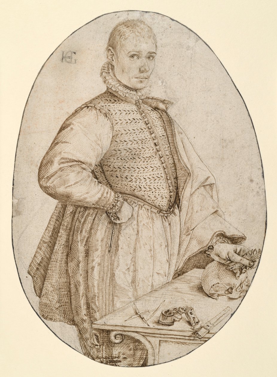 Knefigur av en ung mann vendt mot høyre (Gysbrecht van Batenburg) av Hendrick Goltzius