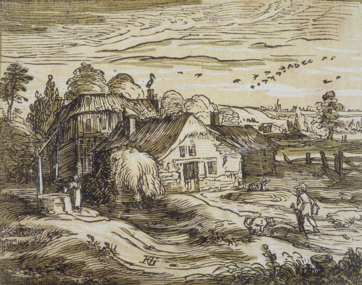 Landskap med bondebolig av Hendrick Goltzius
