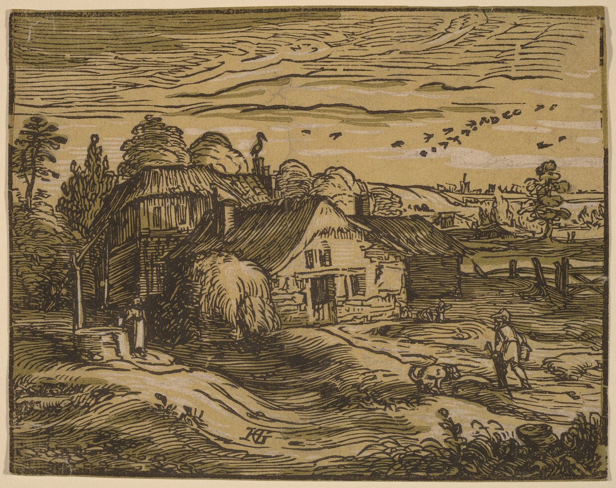 Landskap med en gård av Hendrick Goltzius