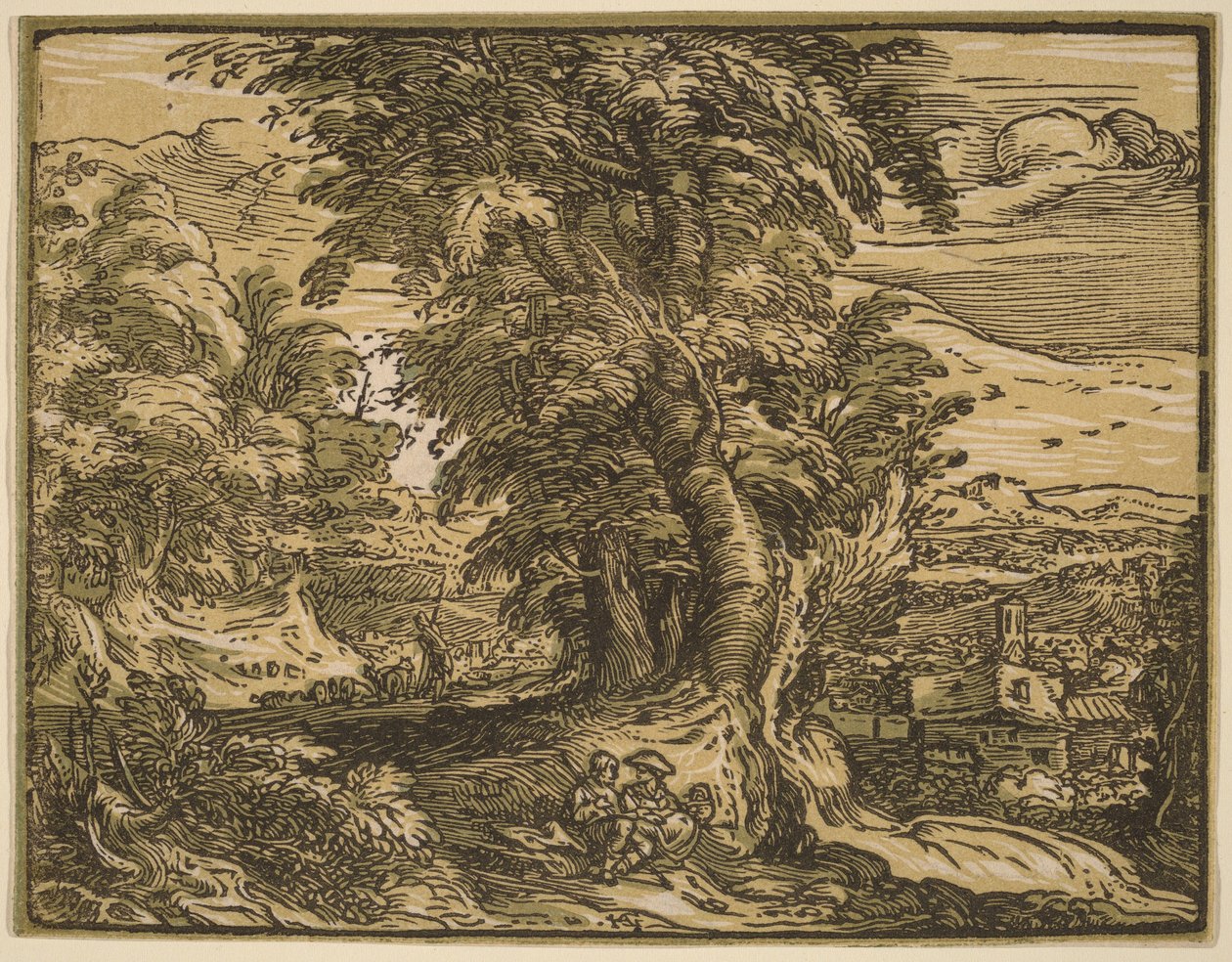 Landskap med et gjeterpar av Hendrick Goltzius