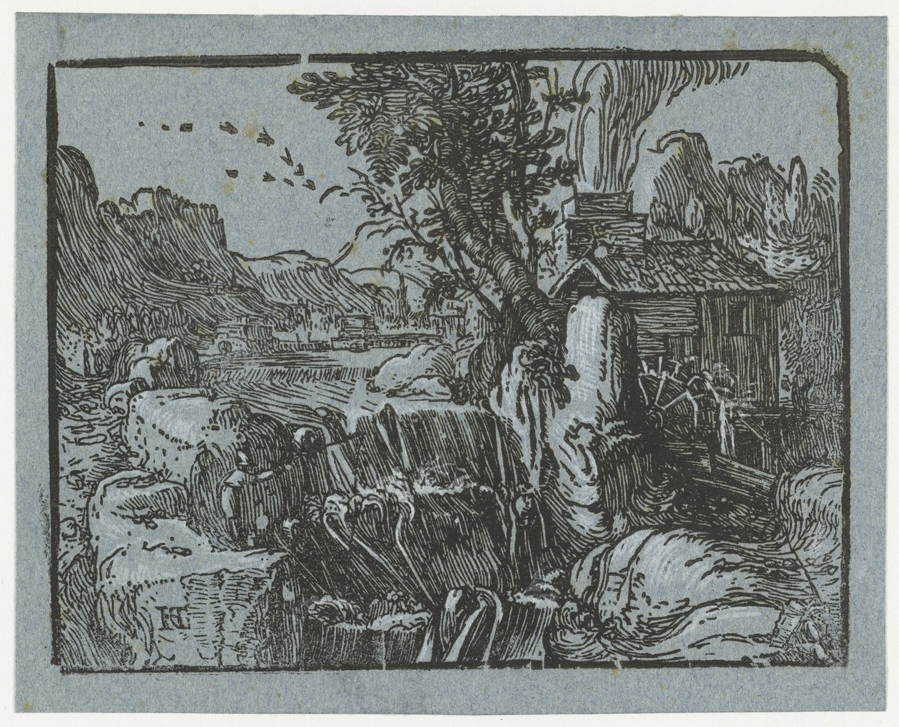 Landskap med foss Fire små landskap (serietittel) av Hendrick Goltzius