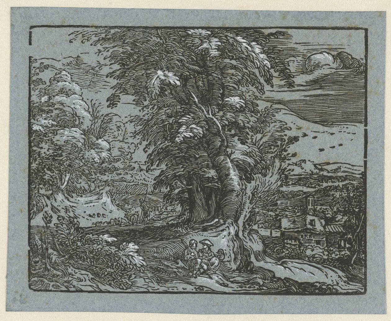 Landskap med sittende par Fire små landskap (serietittel) av Hendrick Goltzius