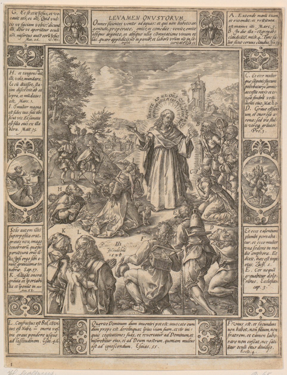 Levamen Onustrorum, blad 1 fra serien «Allegorier over den kristne tro» av Hendrick Goltzius
