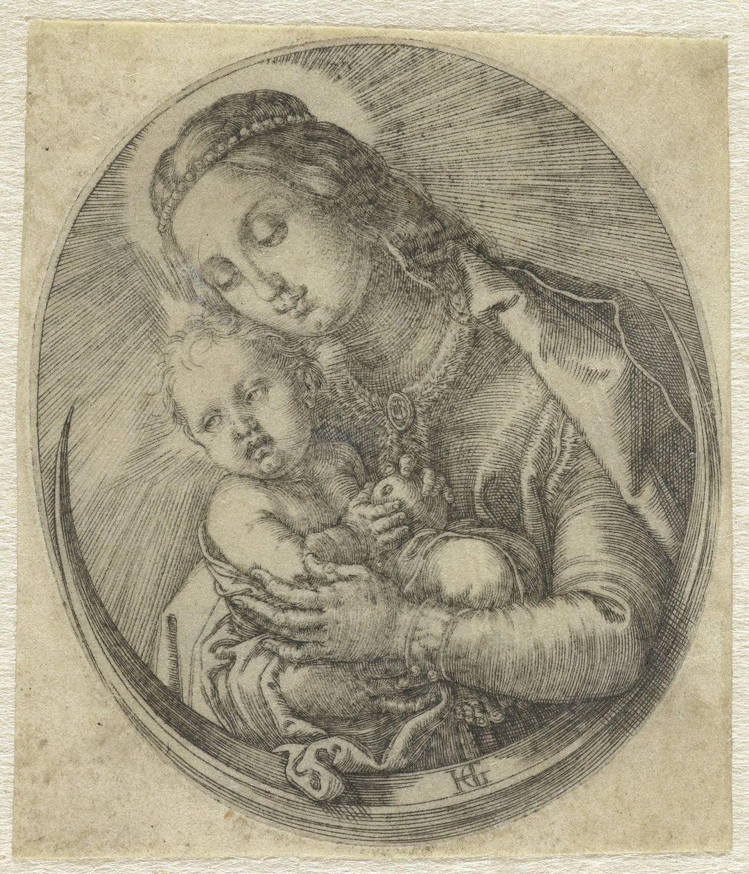 Maria med Kristusbarn på en halvmåne av Hendrick Goltzius