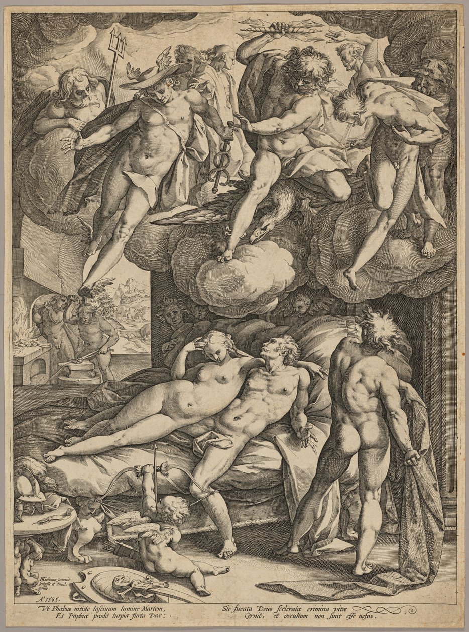 Mars og Venus overrasket av Vulkan av Hendrick Goltzius