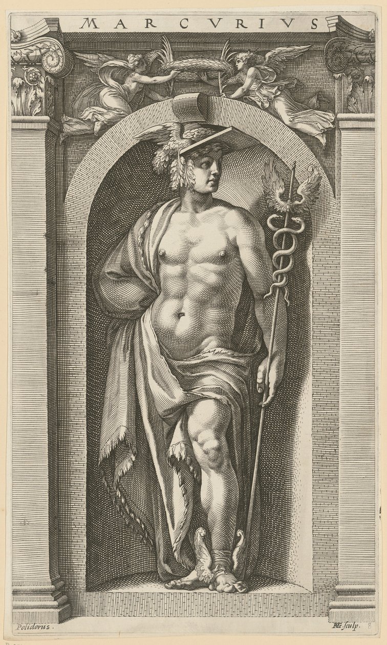 Merkur, blad 8 i serien «Åtte antikke guddommer» av Hendrick Goltzius