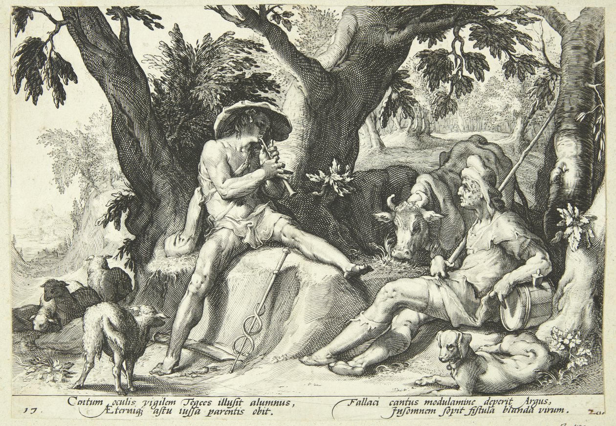 Mercury luller Argus i søvn av Hendrick Goltzius