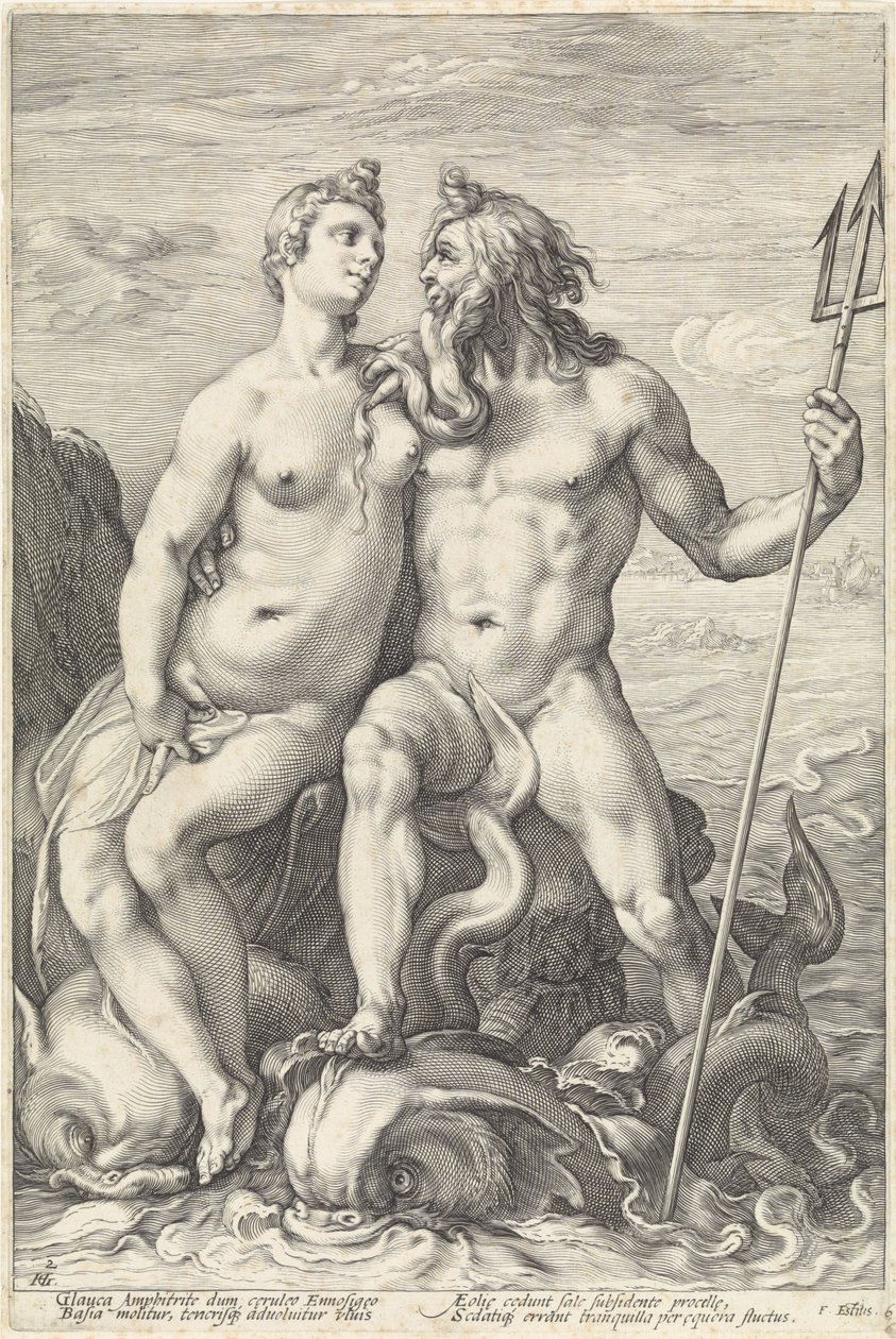 Neptun og amfitritt The God Couple (serietittel) av Hendrick Goltzius