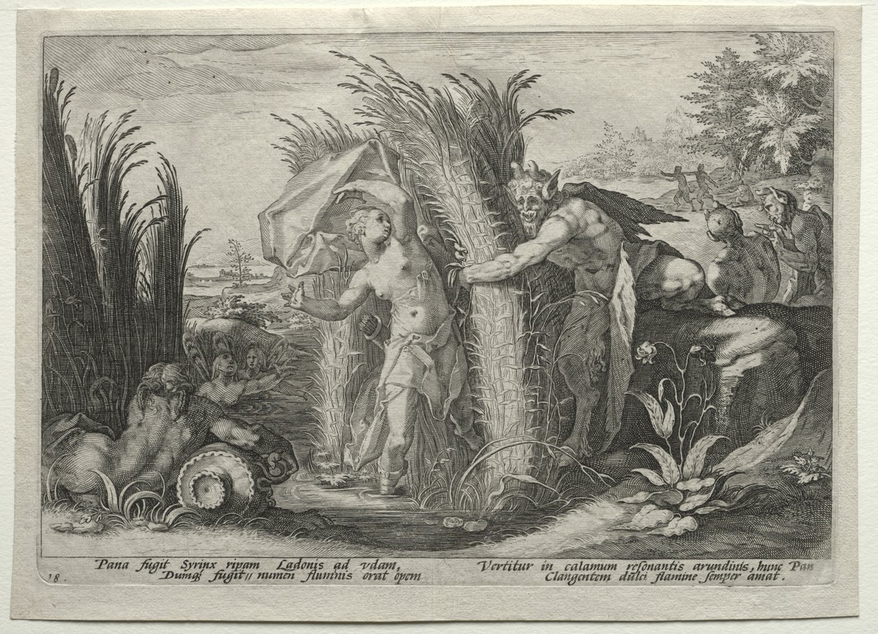 Pan Pursuing Syrinx av Hendrick Goltzius