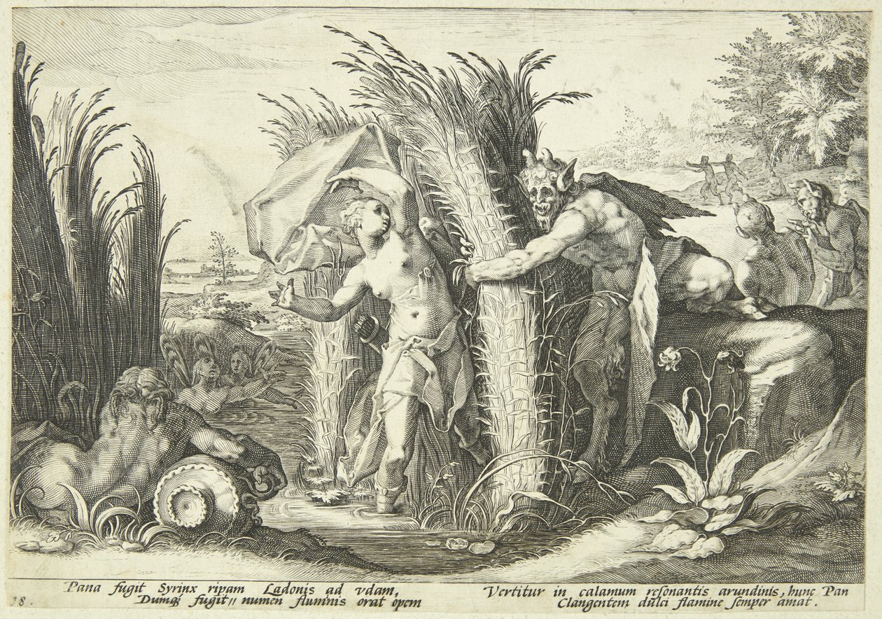 Pan og Syrinx av Hendrick Goltzius