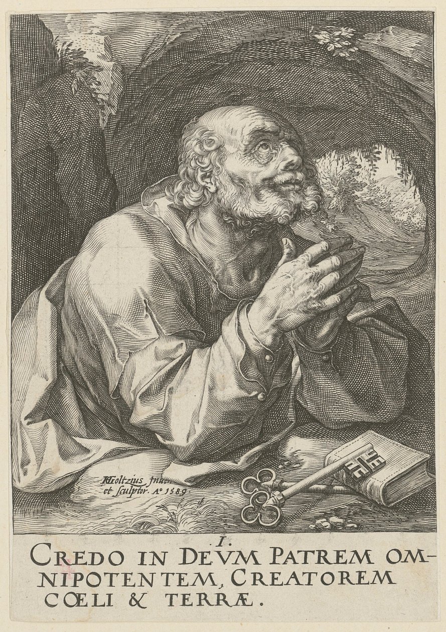 Peter, blad 1 fra serien «Kristus, de tolv apostlene og Paulus» av Hendrick Goltzius