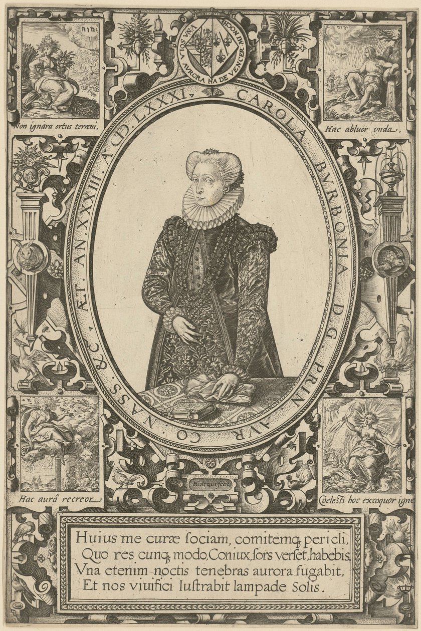 Portrett av Charlotte de Bourbon av Hendrick Goltzius