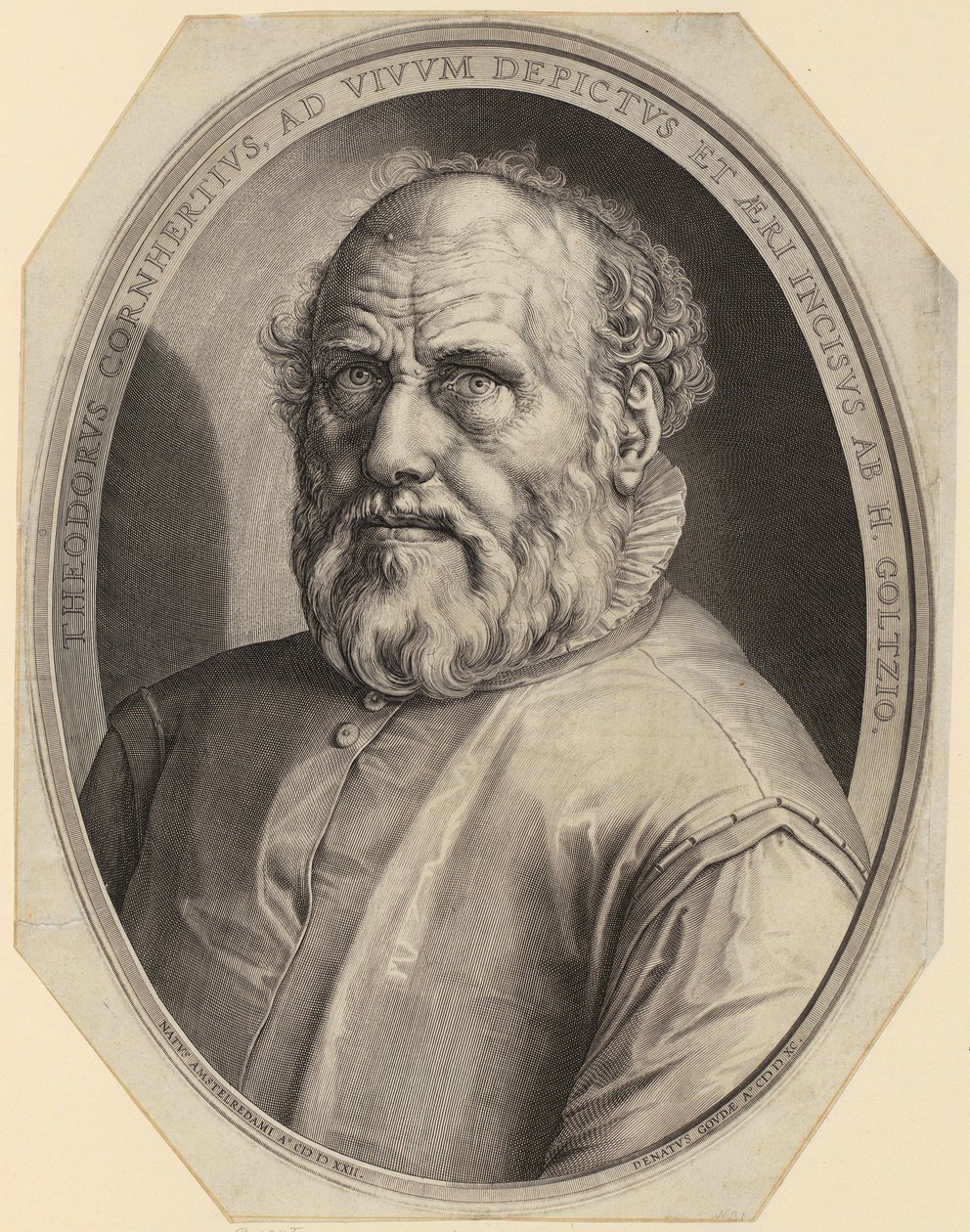 Portrett av Dirck Volckertsz. Coornhert av Hendrick Goltzius