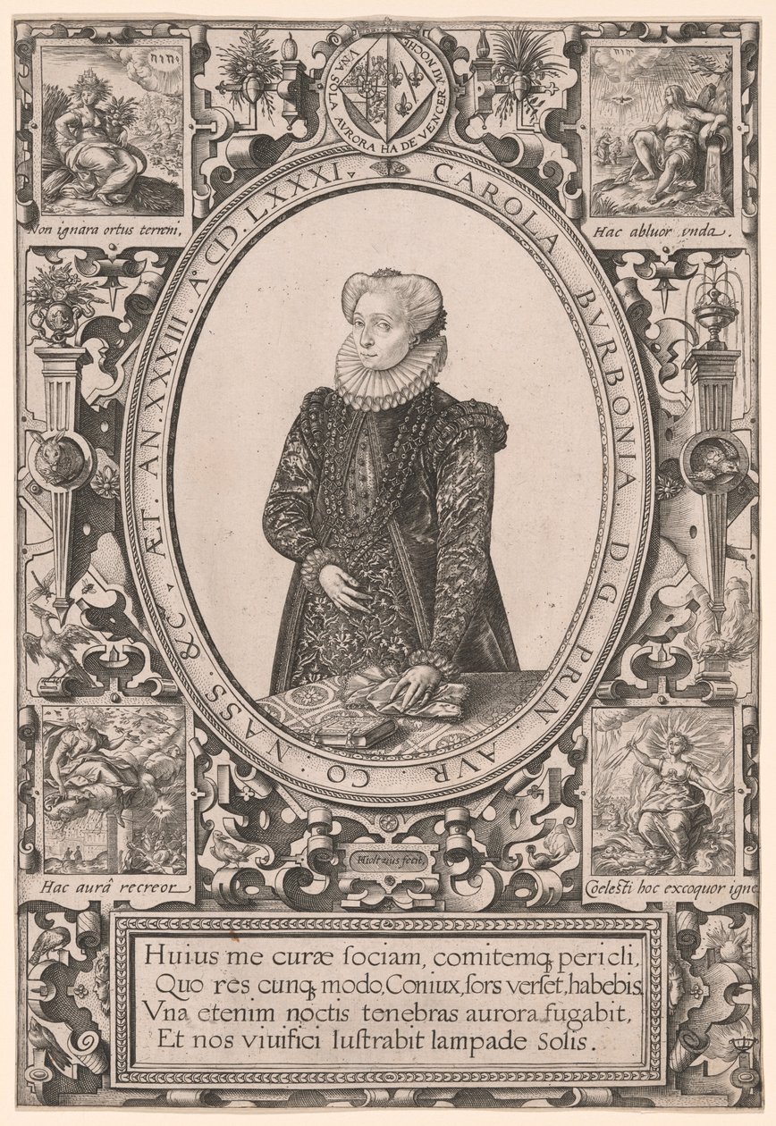 Portrett av Charlotte de Bourbon av Hendrick Goltzius