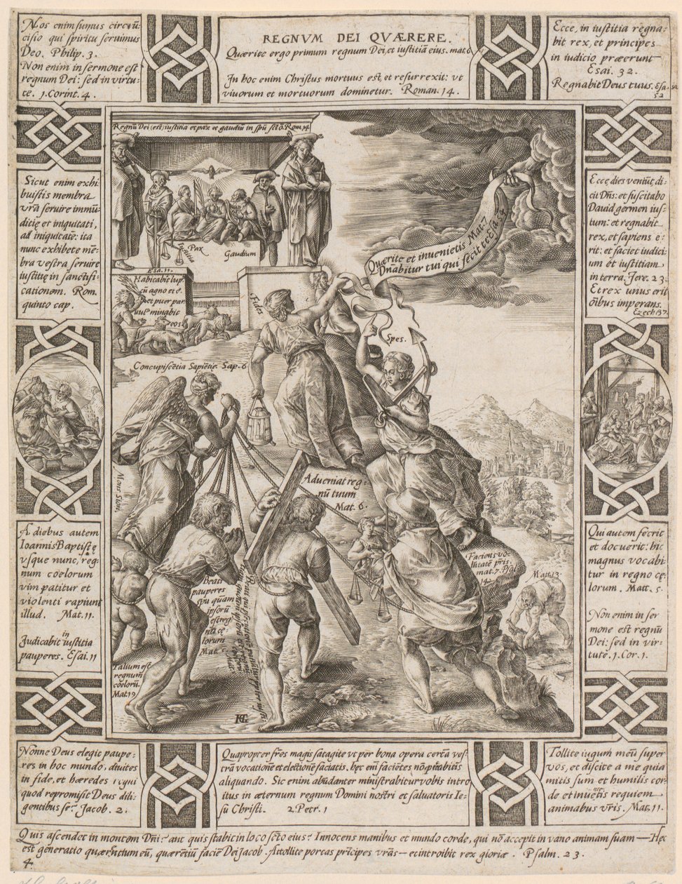 Regnum Dei quaerere, side 4 i serien «Allegorier om den kristne tro» av Hendrick Goltzius