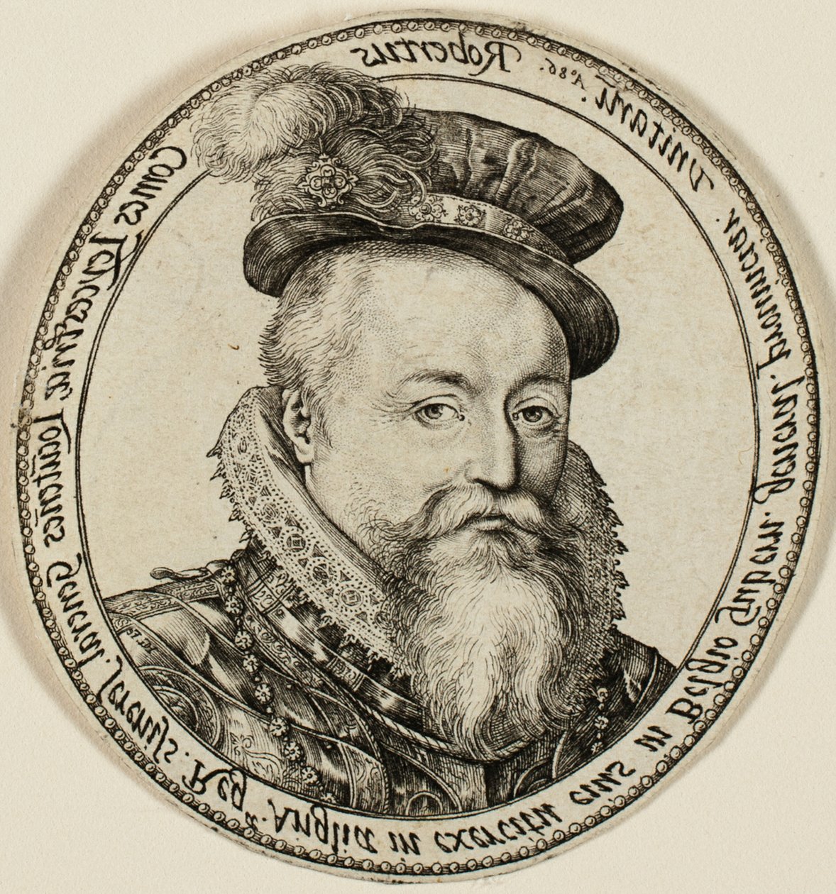 Robert Dudley, jarl av Leicester (1532-1588), engelsk adelsmann, generalguvernør i De forente provinser i 1585-87 av Hendrick Goltzius