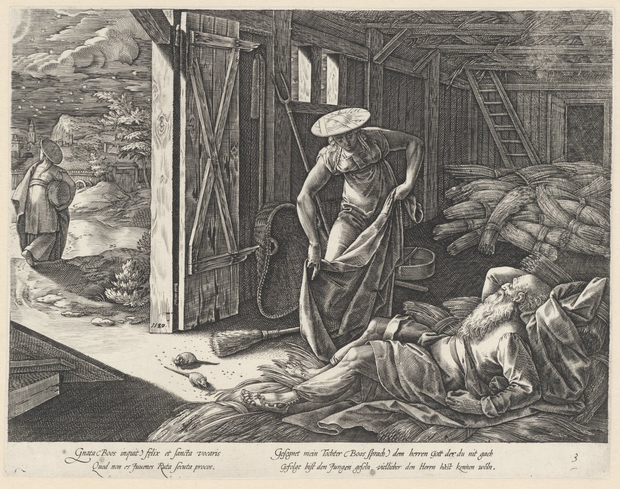 Ruth og Boas in the Granary The History of Ruth (serietittel) av Hendrick Goltzius
