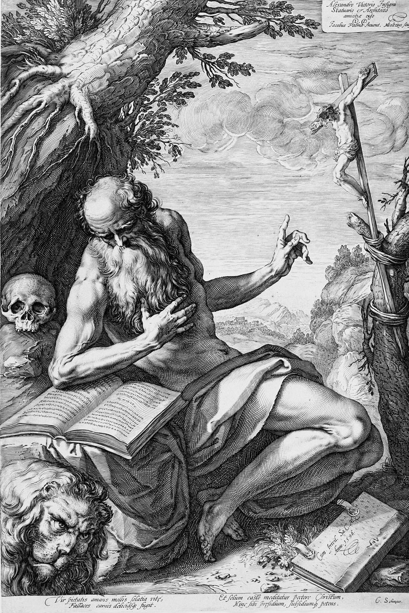 Sankt Hieronymus i ørkenen av Hendrick Goltzius