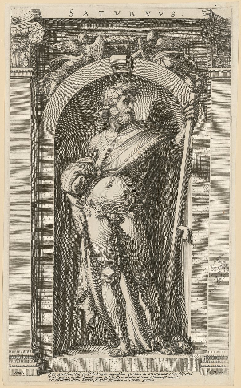 Saturn, blad 1 fra serien «Åtte antikke guddommer» av Hendrick Goltzius
