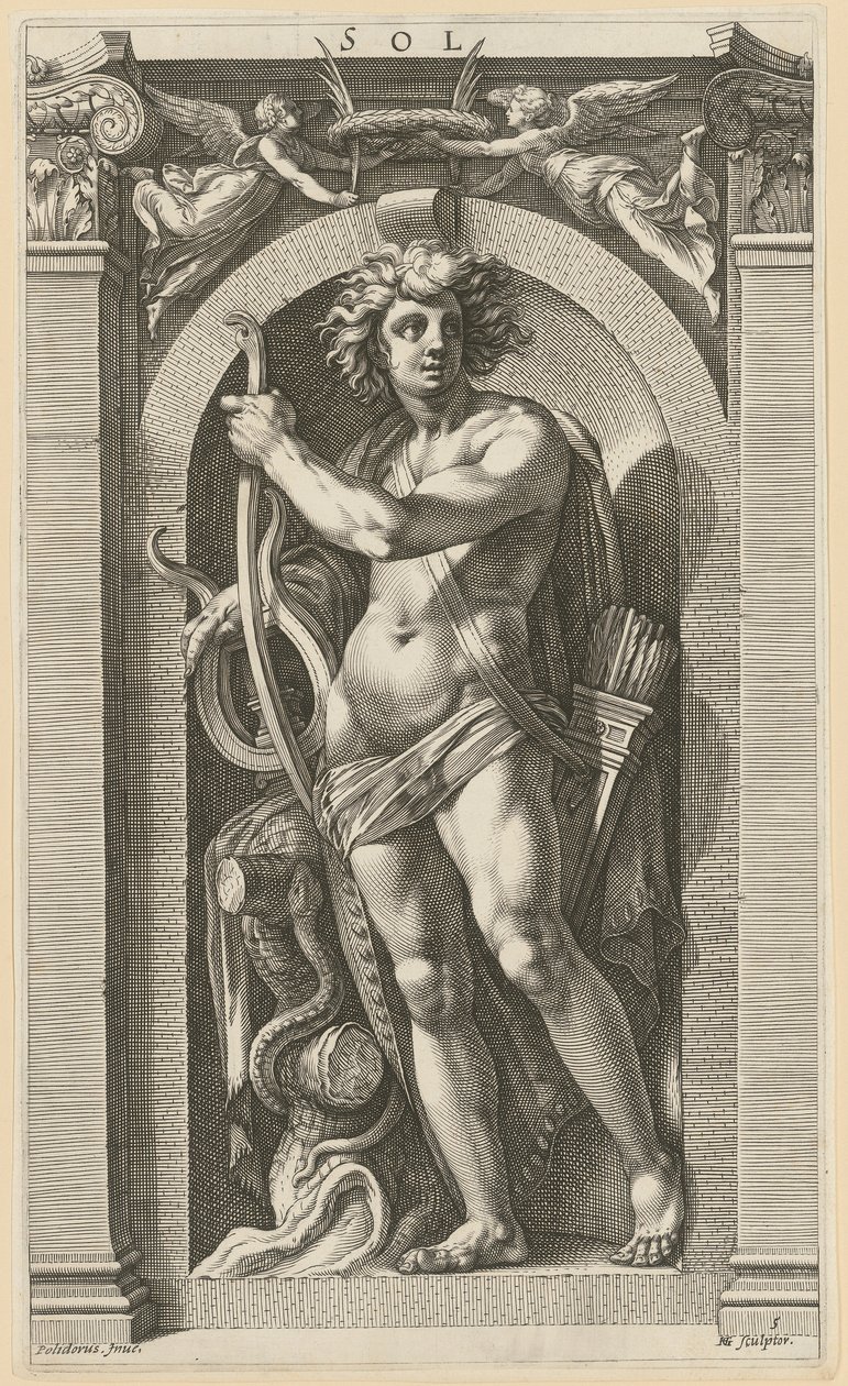 Sol, blad 5 fra serien «Åtte antikke guddommer» av Hendrick Goltzius