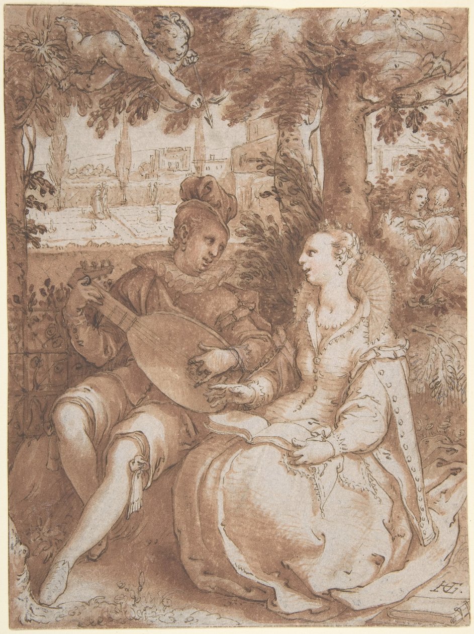 Vår, tegning til gravering av samme motiv av Hendrick Goltzius