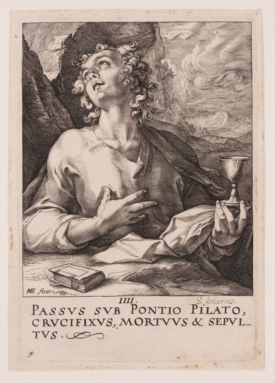 Johannes, fra Kristus, apostlene og Paulus med trosbekjennelsen av Hendrick Goltzius