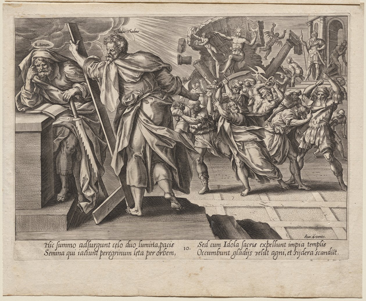 St. Judas Thaddeus og Simon ildsjelen av Hendrick Goltzius