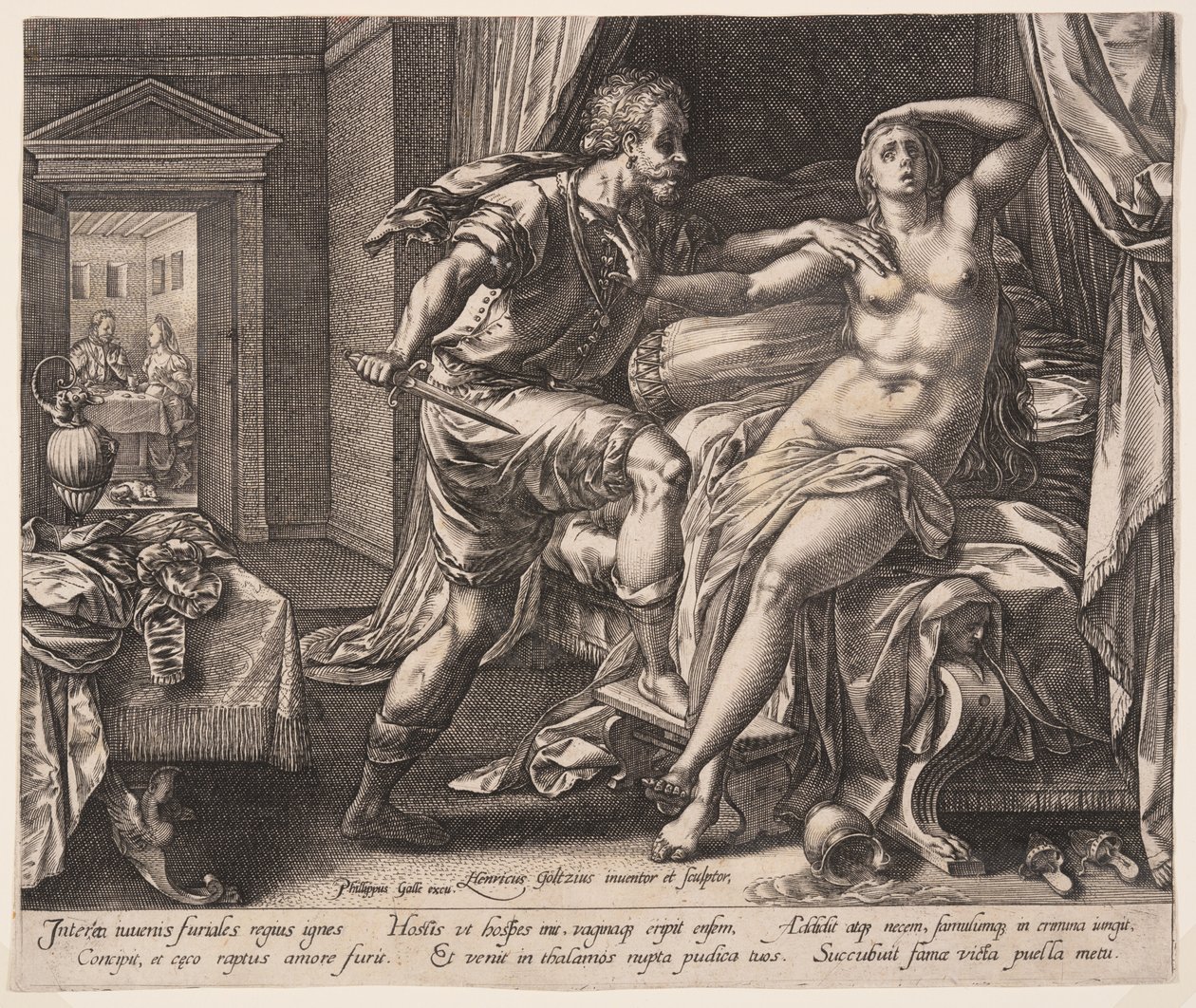 Tarquinius og Lucretia, fra Historien om Lucretia av Hendrick Goltzius