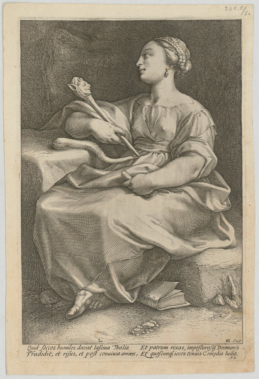 Thalia, blad 2 i serien «Ni muser» av Hendrick Goltzius