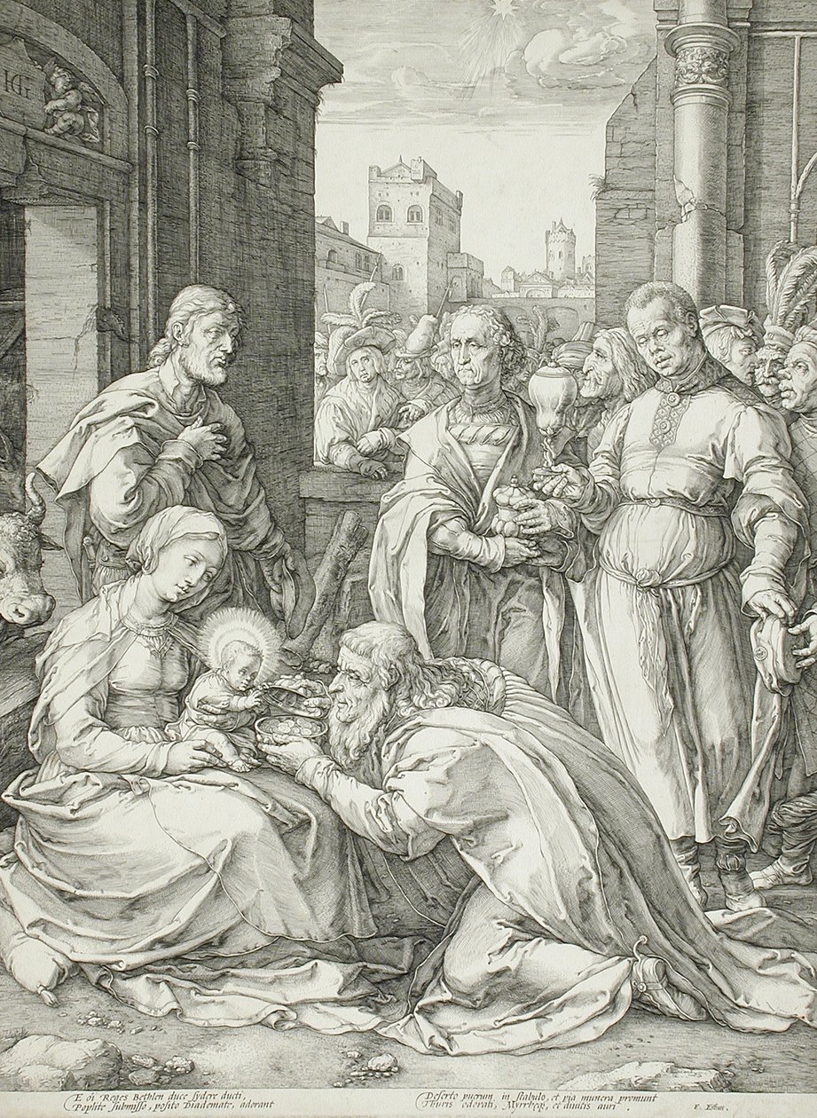 De hellige tre kongers tilbedelse av Hendrick Goltzius