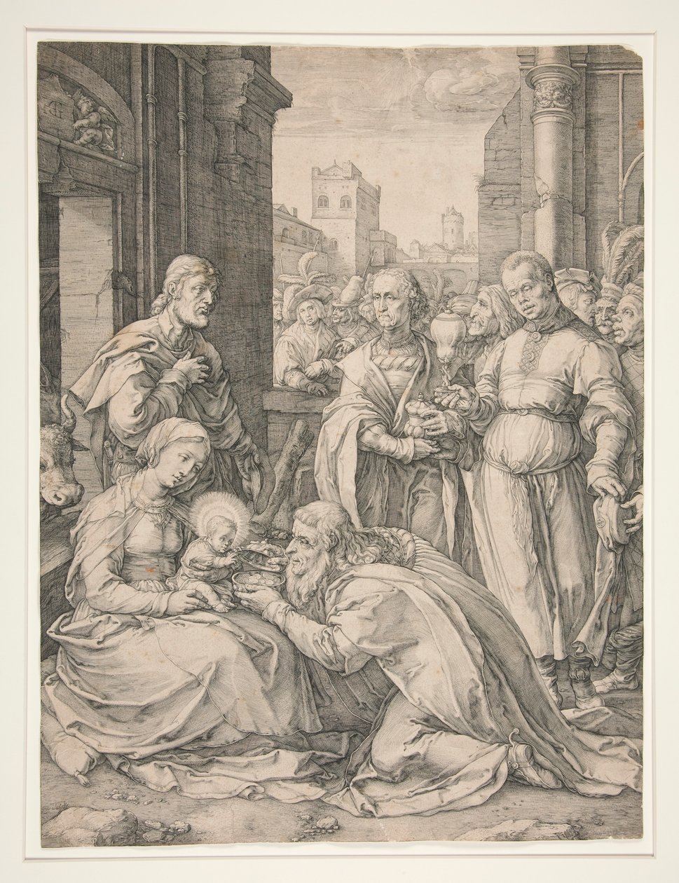 The Adoration of the Magi, fra serien The Birth and Early Life of Christ av Hendrick Goltzius