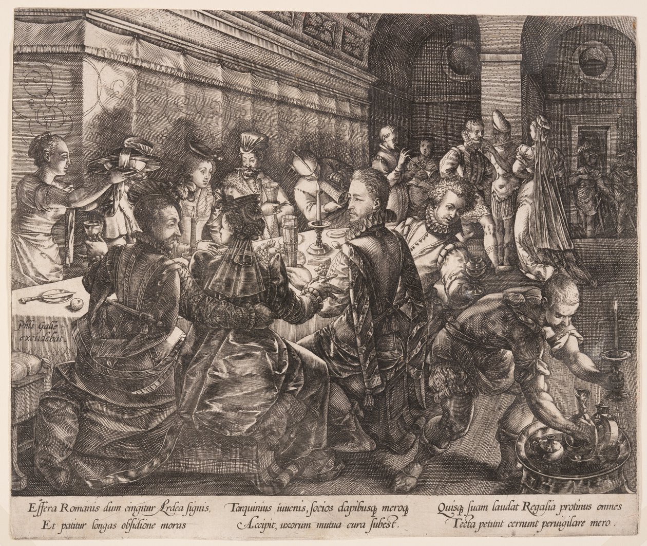 Tarquinius Collatinus#39; bankett, fra Lucretias historie av Hendrick Goltzius