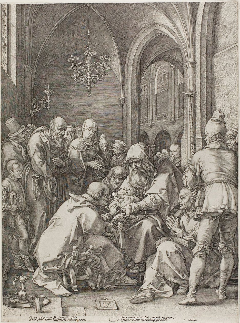 The Circumcision, plate fire fra The Birth and Early Life of Christ av Hendrick Goltzius